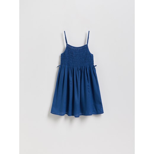 Reserved - Sukienka z domieszką lnu - niebieski ze sklepu Reserved w kategorii Sukienki dziewczęce - zdjęcie 185931009