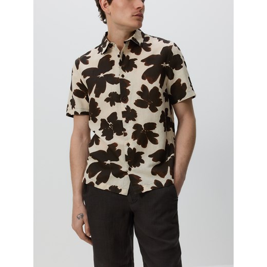 Reserved - Lniana koszula regular fit - beżowy ze sklepu Reserved w kategorii Koszule męskie - zdjęcie 185931156
