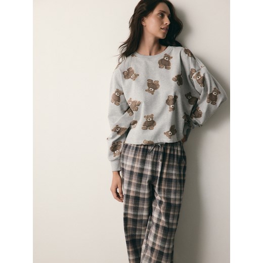 Reserved - Dwuczęściowa piżama z nadrukiem - jasnoszary ze sklepu Reserved w kategorii Piżamy damskie - zdjęcie 185931437