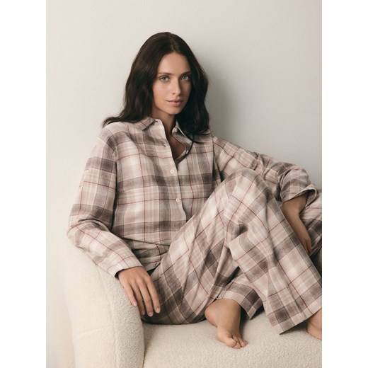Reserved - Dwuczęściowa piżama w kratę - jasnoszary ze sklepu Reserved w kategorii Piżamy damskie - zdjęcie 185931478