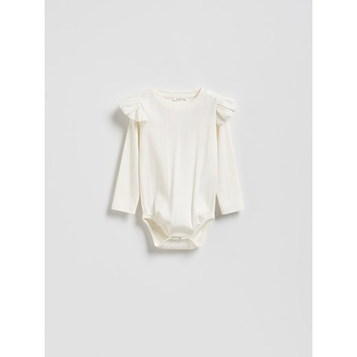 Reserved - Bawełniane body z falbanką - złamana biel ze sklepu Reserved w kategorii Odzież dla niemowląt - zdjęcie 185931528