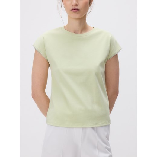 Reserved - T-shirt regular ze zdobieniem - jasnozielony ze sklepu Reserved w kategorii Bluzki damskie - zdjęcie 185931738