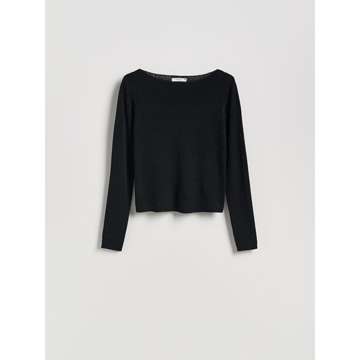 Reserved - Sweter z błyszczącą aplikacją - czarny Reserved XXL Reserved