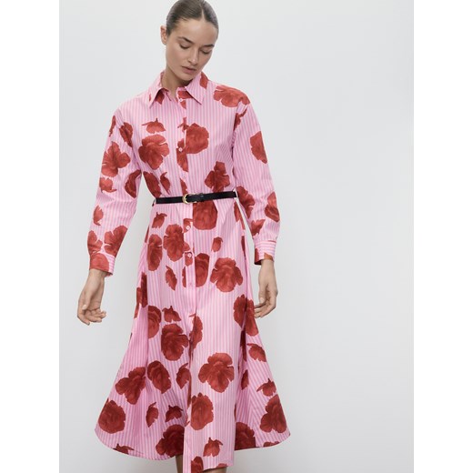 Reserved - Koszulowa sukienka z paskiem - wielobarwny ze sklepu Reserved w kategorii Sukienki - zdjęcie 185931897