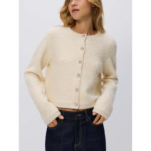 Reserved - Kardigan z dekoracyjnymi guzikami - kremowy ze sklepu Reserved w kategorii Swetry damskie - zdjęcie 185932157