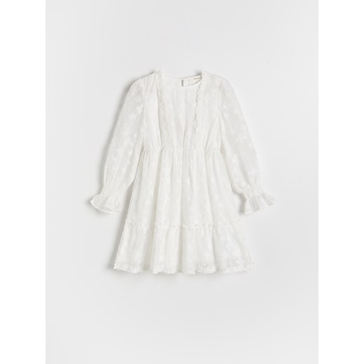 Reserved - Sukienka z haftowanym wzorem - złamana biel ze sklepu Reserved w kategorii Sukienki dziewczęce - zdjęcie 185932165