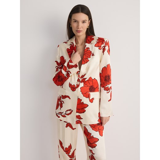 Reserved - Wzorzysta marynarka oversize - wielobarwny ze sklepu Reserved w kategorii Marynarki damskie - zdjęcie 185932187