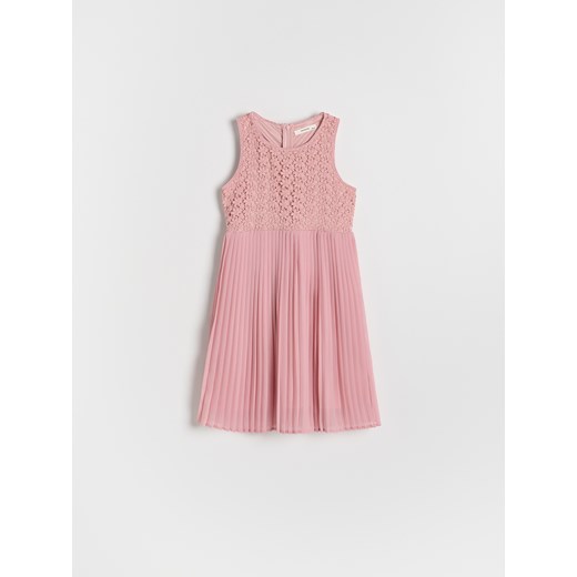 Reserved - Sukienka z koronkową górą - różowy ze sklepu Reserved w kategorii Sukienki dziewczęce - zdjęcie 185932405