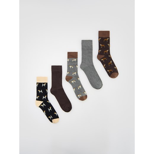Reserved - 5 pack skarpet - brązowy ze sklepu Reserved w kategorii Skarpetki męskie - zdjęcie 185932468