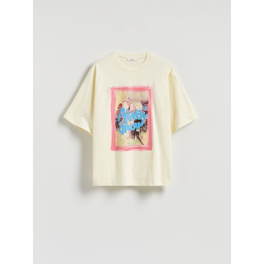 Reserved - T-shirt z nadrukiem - jasnożółty ze sklepu Reserved w kategorii Bluzki damskie - zdjęcie 185932505
