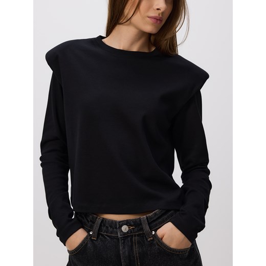 Reserved - Longsleeve z poduszkami na ramionach - czarny ze sklepu Reserved w kategorii Bluzki damskie - zdjęcie 185932845