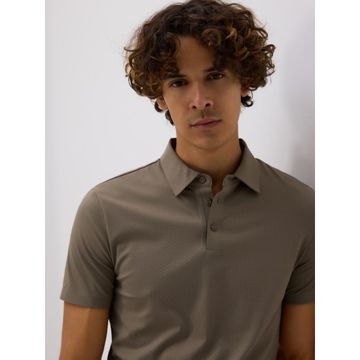 Reserved - Koszulka polo slim - beżowy ze sklepu Reserved w kategorii T-shirty męskie - zdjęcie 185933026