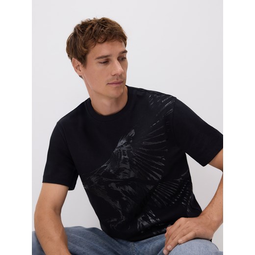Reserved - T-shirt comfort z nadrukiem - czarny ze sklepu Reserved w kategorii T-shirty męskie - zdjęcie 185933045