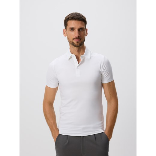 Reserved - Koszulka polo slim - biały ze sklepu Reserved w kategorii T-shirty męskie - zdjęcie 185933178