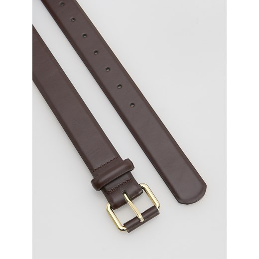 Reserved - Pasek z łączonych materiałów - ciemnobrązowy Reserved S Reserved