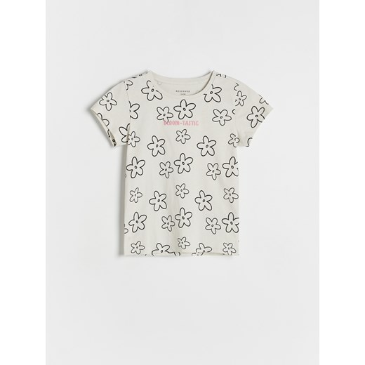 Reserved - Bawełniany t-shirt z nadrukiem - jasnoszary Reserved 140 (9 lat) okazja Reserved