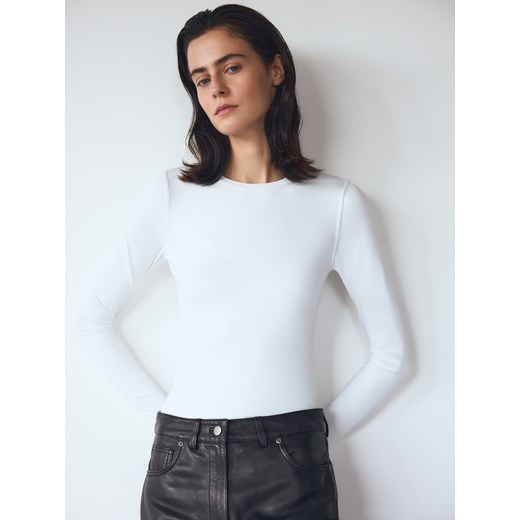 Reserved - Gładki longsleeve - biały ze sklepu Reserved w kategorii Bluzki damskie - zdjęcie 185934516