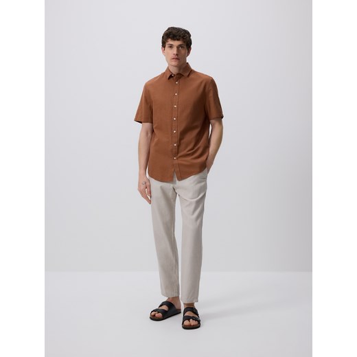 Reserved - Koszula regular z lnem - brązowy Reserved M okazja Reserved