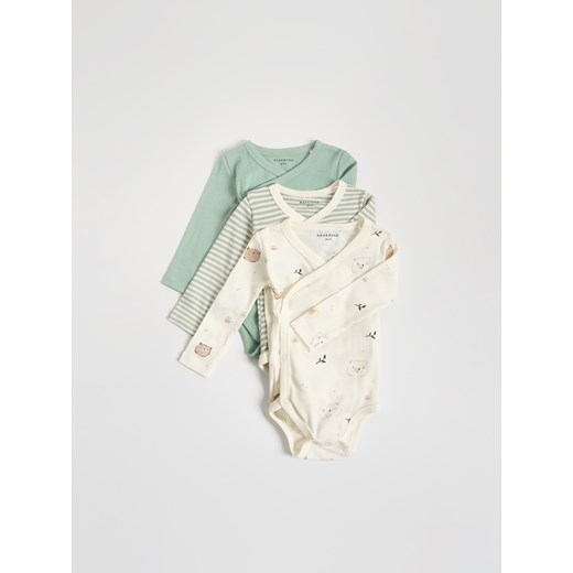Reserved - Bawełniane body 3 pack - jasnozielony ze sklepu Reserved w kategorii Odzież dla niemowląt - zdjęcie 185934827