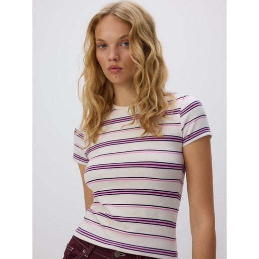 Reserved - T-shirt w paski - ciemnofioletowy ze sklepu Reserved w kategorii Bluzki damskie - zdjęcie 185934837