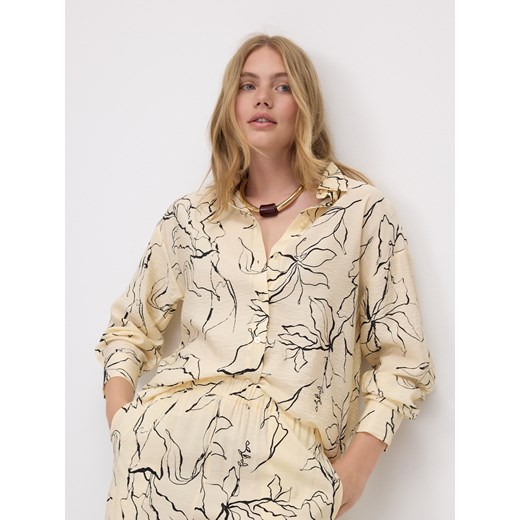 Reserved - Wzorzysta koszula z wiskozy - beżowy ze sklepu Reserved w kategorii Koszule damskie - zdjęcie 185935287