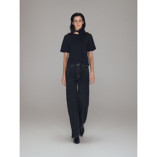 Reserved - T-shirt z różą - czarny ze sklepu Reserved w kategorii Bluzki damskie - zdjęcie 185935566