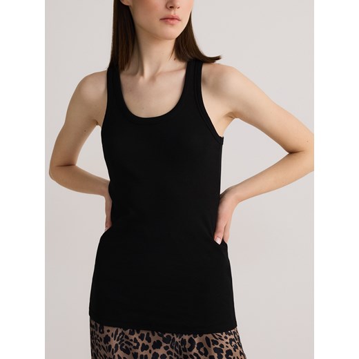 Reserved - Bawełniany top halter - czarny ze sklepu Reserved w kategorii Bluzki damskie - zdjęcie 185935885