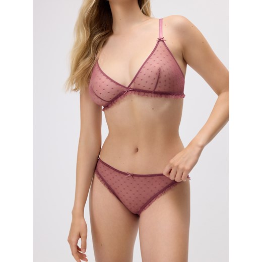 Reserved - Siateczkowe majtki figi - burgundowy Reserved L promocja Reserved