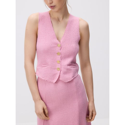 Reserved - Kamizelka boucle - pastelowy róż ze sklepu Reserved w kategorii Kamizelki damskie - zdjęcie 185936037