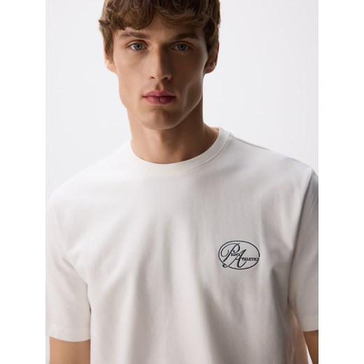 Reserved - T-shirt regular z haftem - złamana biel ze sklepu Reserved w kategorii T-shirty męskie - zdjęcie 185936456