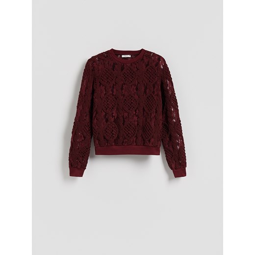 Reserved - Koronkowa bluzka - bordowy Reserved XL Reserved