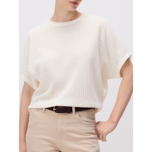 Reserved - Strukturalny t-shirt kimono - złamana biel ze sklepu Reserved w kategorii Bluzki damskie - zdjęcie 185936657