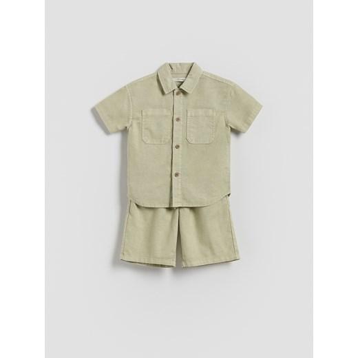 Reserved - Komplet z lnem - oliwkowy ze sklepu Reserved w kategorii Komplety niemowlęce - zdjęcie 185936799