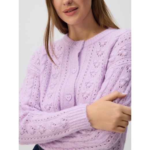 Reserved - Kardigan z ozdobnymi guzikami - lawendowy Reserved L Reserved