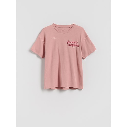 Reserved - T-shirt z nadrukiem - różowy Reserved 116 (5-6 lat) Reserved