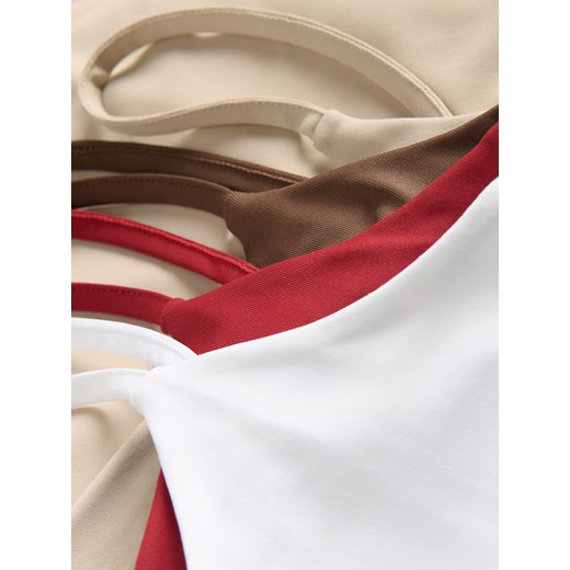 Reserved - Gładki top na ramiączkach - ciemnobrązowy Reserved S Reserved