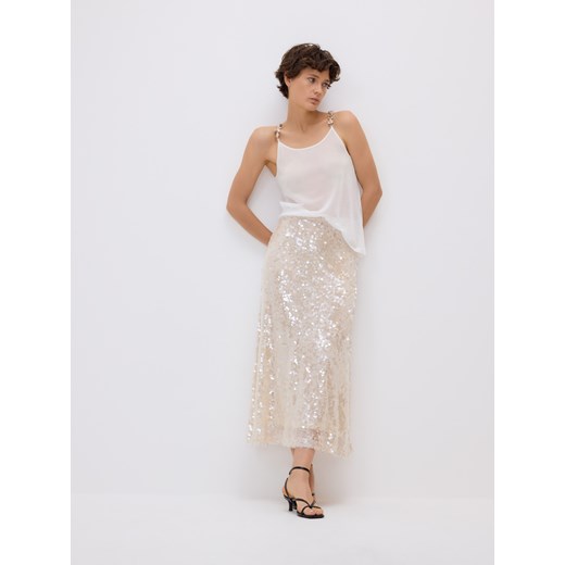 Reserved - Top z ozdobnymi koralikami - złamana biel ze sklepu Reserved w kategorii Bluzki damskie - zdjęcie 185938357