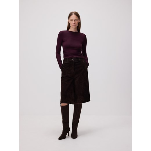 Reserved - Bluzka z poduszkami na ramionach - ciemnofioletowy ze sklepu Reserved w kategorii Bluzki damskie - zdjęcie 185938579