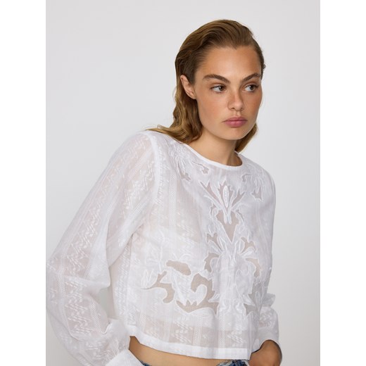 Reserved - Bluzka z haftowanym wzorem - złamana biel ze sklepu Reserved w kategorii Bluzki damskie - zdjęcie 185939495