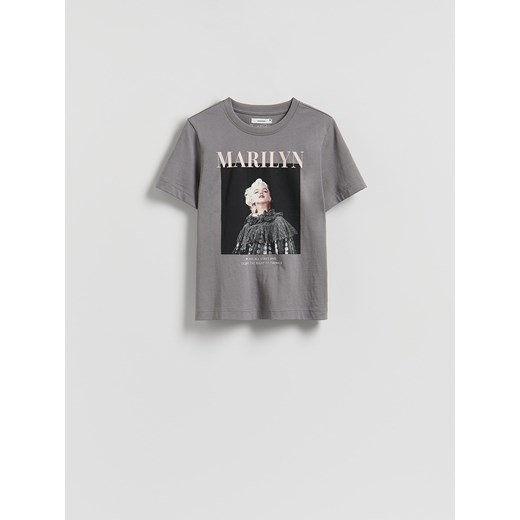 Reserved - T-shirt Marilyn Monroe - ciemnoszary ze sklepu Reserved w kategorii Bluzki damskie - zdjęcie 185939649