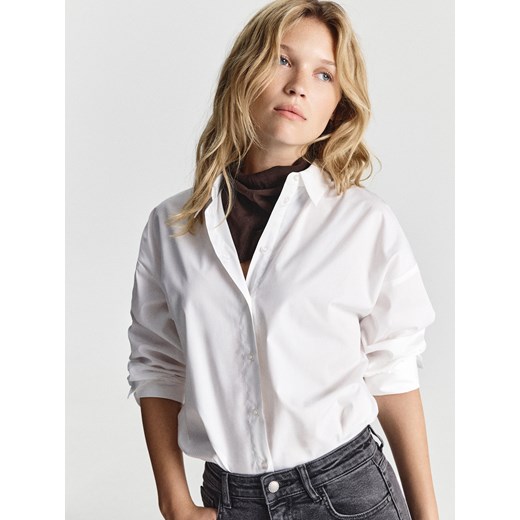 Reserved - Koszula z bawełną - biały ze sklepu Reserved w kategorii Koszule damskie - zdjęcie 185940188