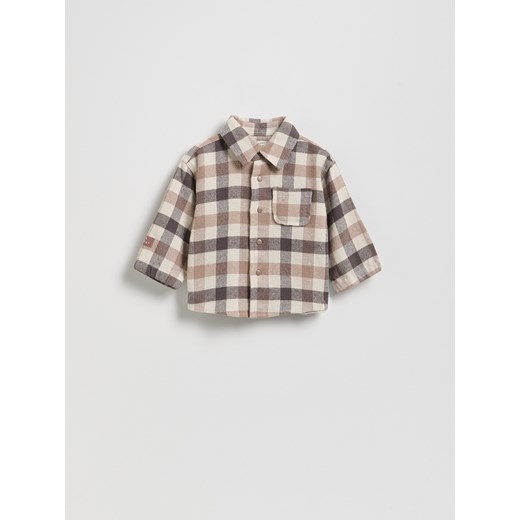 Reserved - Bawełniana koszula w kratę - brązowy ze sklepu Reserved w kategorii Koszulki niemowlęce - zdjęcie 185940588
