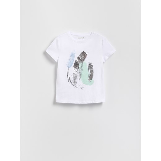 Reserved - T-shirt z nadrukiem - biały ze sklepu Reserved w kategorii Bluzki damskie - zdjęcie 185940596