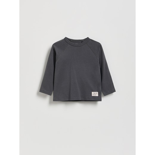 Reserved - Bawełniany longsleeve - ciemnoszary ze sklepu Reserved w kategorii T-shirty chłopięce - zdjęcie 185940928