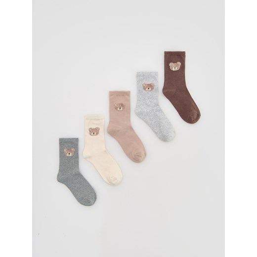 Reserved - Długie skarpetki 5 pack - złamana biel ze sklepu Reserved w kategorii Skarpetki damskie - zdjęcie 185941046