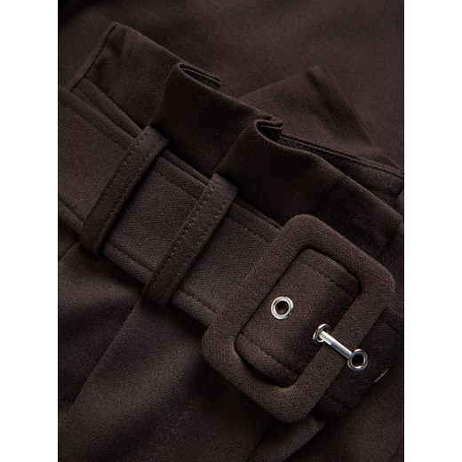 Reserved - Szerokie spodnie z paskiem - ciemnobrązowy Reserved XL Reserved