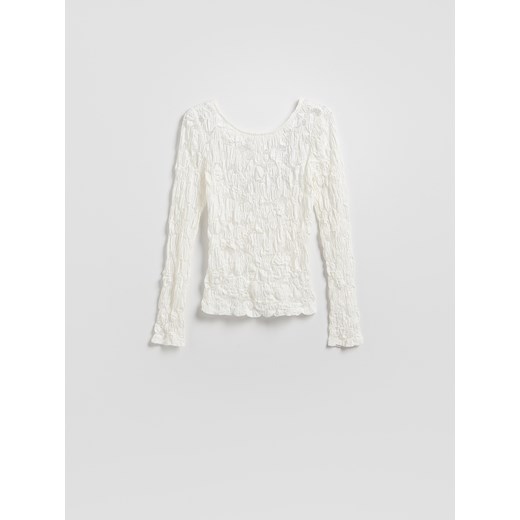 Reserved - Strukturalna bluzka z bawełną - biały ze sklepu Reserved w kategorii Bluzki damskie - zdjęcie 185942298