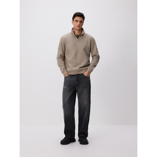 Reserved - Gładka bluza ze stójką - brązowy Reserved XL Reserved