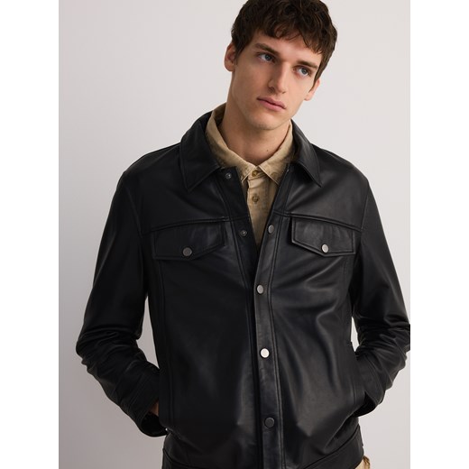 Reserved - Skórzana kurtka - czarny ze sklepu Reserved w kategorii Kurtki męskie - zdjęcie 185943335