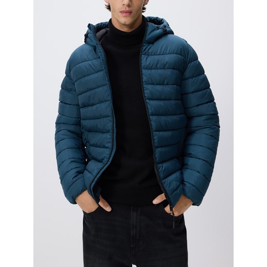 Reserved - Pikowana kurtka z kapturem - zielony ze sklepu Reserved w kategorii Kurtki męskie - zdjęcie 185943506